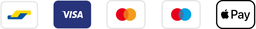 Bancontact, Visa, Mastercard, Maestro, Apple Pay